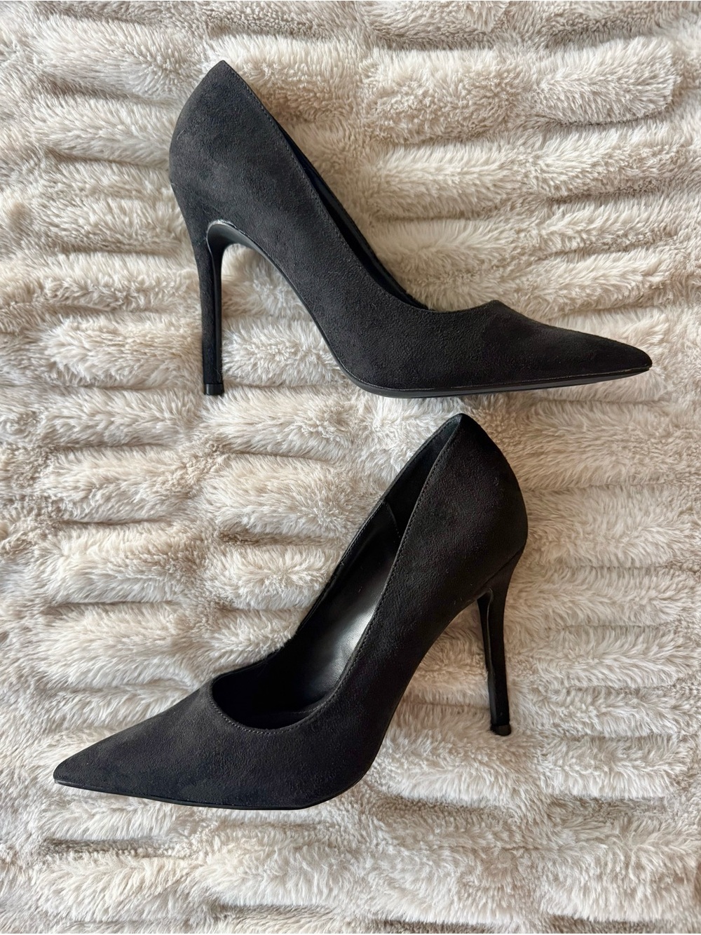 Shoe Dazzle Black Suede Pointed-Toe Stiletto Pumps
